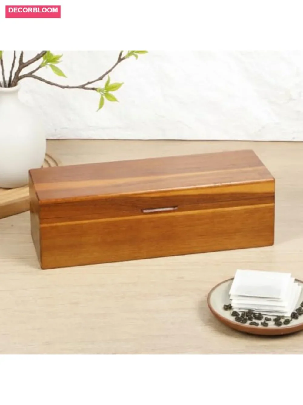 Acacia Wooden Tea Bag Organizer Storage Box with Compartments